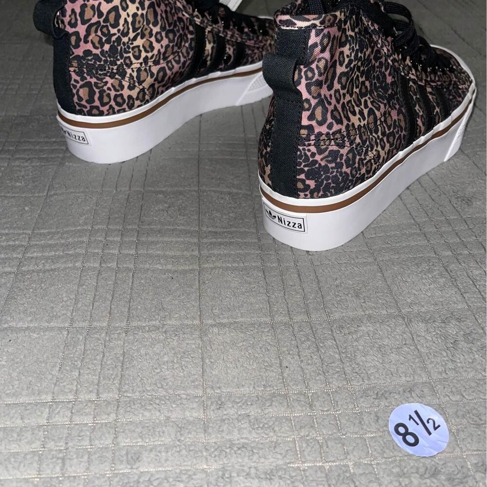 8.5 - Adidas Nizza Platform Mid Womens Sneakers GY9531 Cheetah Print Shoes - NWT - Picture 2 of 5